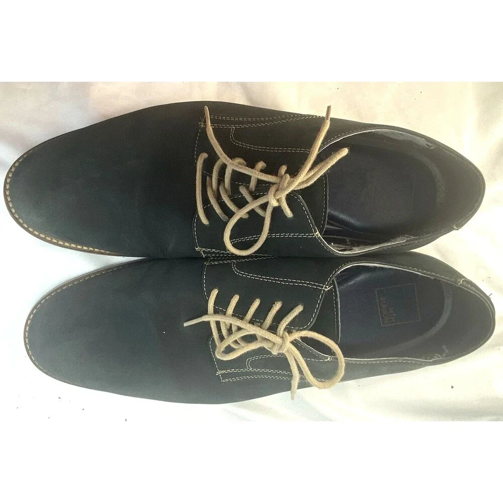 14TH & UNION Arlington Derby Shoe Men’s Sz 12 W Navy Marine Nubuck Leather FLAW